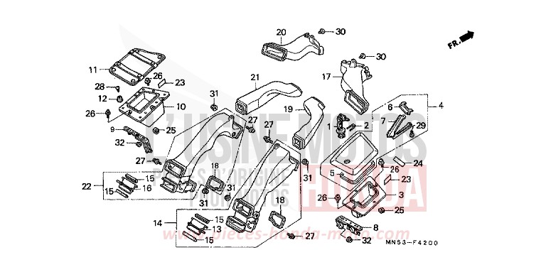 FAIRING POCKET/AIR DUCT for Gold Wing CANDY WINE BERRY RED-U (R114D) from 1988